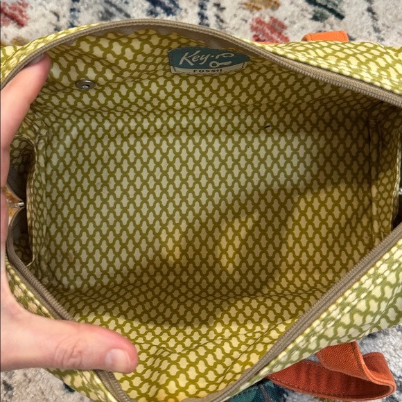 Vintage Fossil Floral Cosmetic Bag Key Zipper Canvas Travel Pouch Retro Y2K - Picture 8 of 12